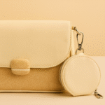 Ivory Beige Crossbody Handbag with Pouch & Sling