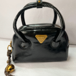 Luxe Black Gloss D-shape Bag with Charms - Image 2