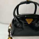 Luxe Black Gloss D-shape Bag with Charms