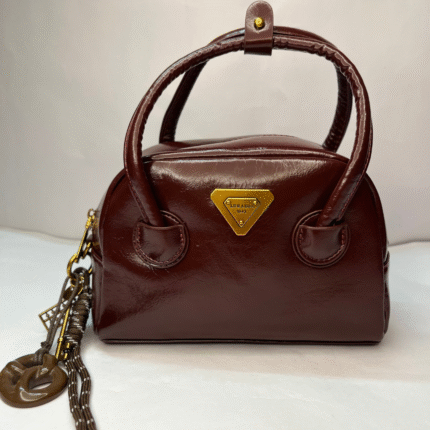 Luxe Wine Gloss D-shape Bag with Charms