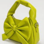 Chic Lime Neon Green Bow Handbag with Detachable Sling Strap - Image 2