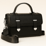 Classic Black Structured Satchel Bag with Top Handle & Strap - Image 4