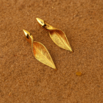 Golden Twisted Leaf Earring - Image 4