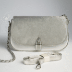 Stylish Silver-Grey Clutch Bag with Lock Accent - Image 4