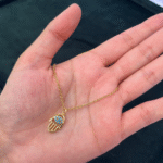 Evil Eye Hamsa Golden Chain Pendant - Image 4