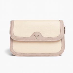 Beige-Taupe Textured Crossbody Bag with Detachable Strap