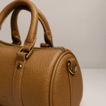 Brown Textured Barrel Handbag with Dual Handles - Image 2