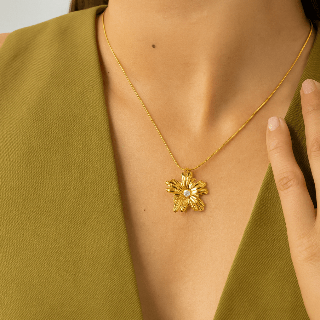 Untitled design (84) Golden Blossom Chain Pendant - Image 1