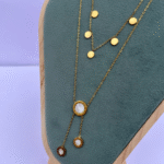 Golden Coin & Stone Layered Necklace - Image 2