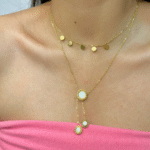 Golden Coin & Stone Layered Necklace