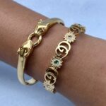 Bracelet Stack (Set of 2)- Emerald Bloom Bracelet & Twin Panther Power Cuff Bracelet