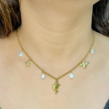 Dolphin Pearl Charm Necklace