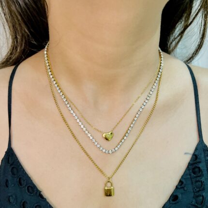 Heart & Lock triple layered Necklace