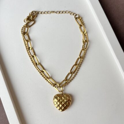 Golden Heart Charm Bracelet