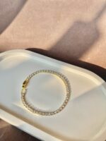 Classic White Tennis Bracelet (Golden) - Image 3
