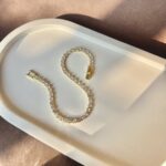 Classic White Tennis Bracelet (Golden)